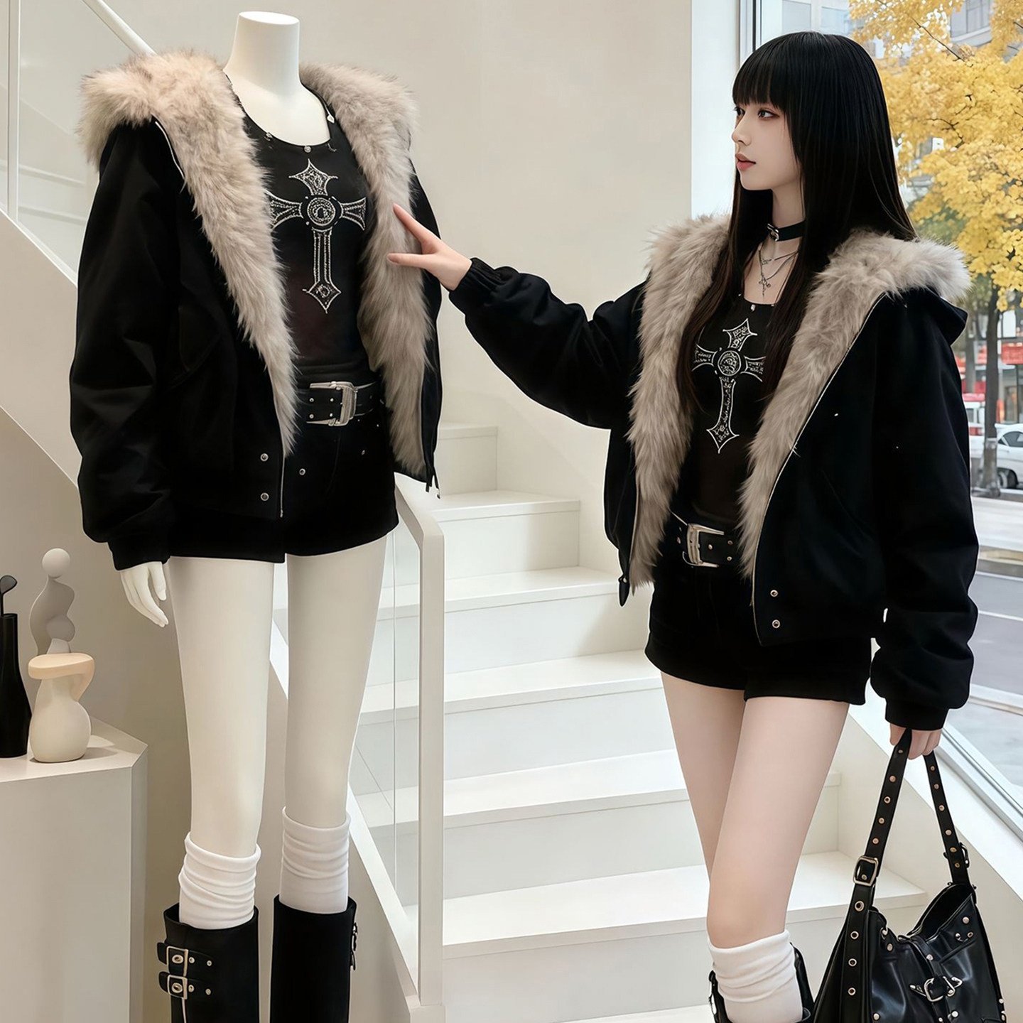 美式复古短款座山雕棉服男女冬季加厚毛领夹克棉衣高级感工装外套,男装,棉衣,淘宝优惠券,粉丝福利购,淘宝优惠卷