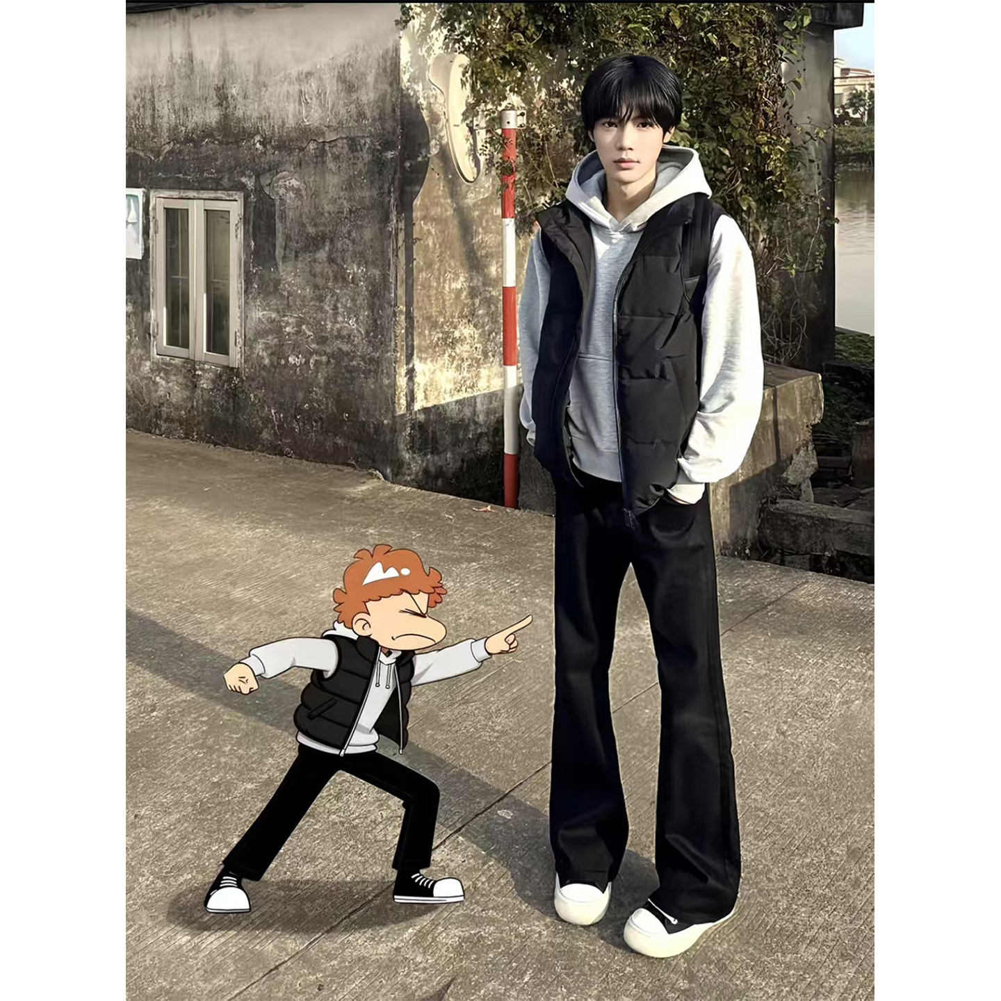 【全场五折】黑色排骨羽绒马甲潮