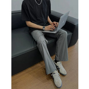 bootcut版型轻薄凉感弯刀休闲裤男夏季冰丝速干裤空调直筒长裤子