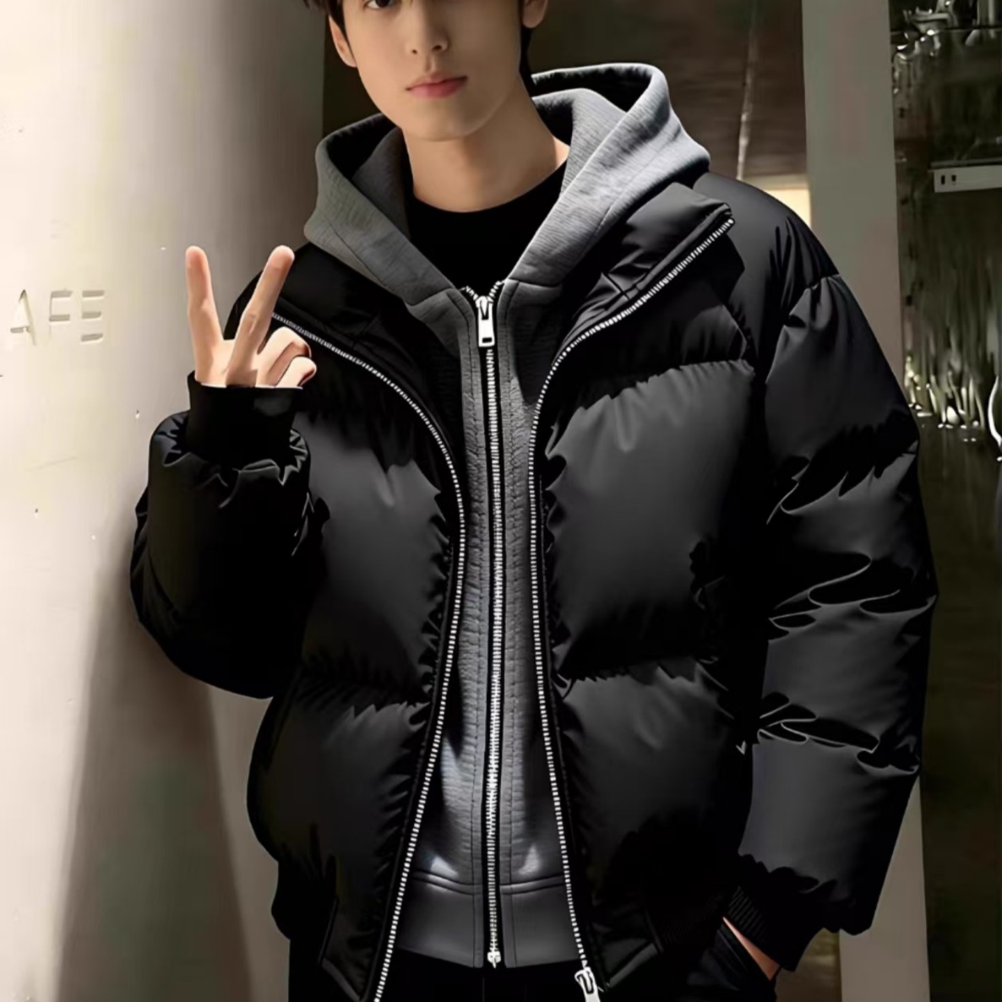 【全场五折】假两件短款羽绒棉服