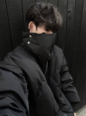 冬季黑武士美式短款羽绒棉服男