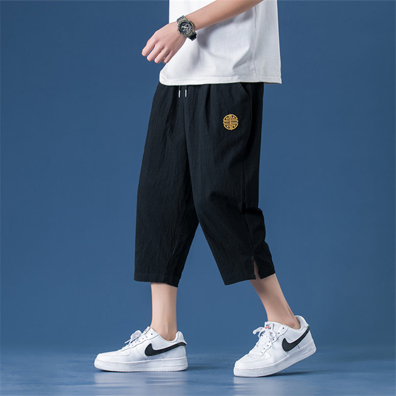 夏季棉麻裤宽松运动裤大码七分裤