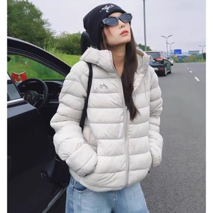 米灰色排骨羽绒服男女冬季轻薄连帽棉衣韩系穿搭cleanfit棉服外套