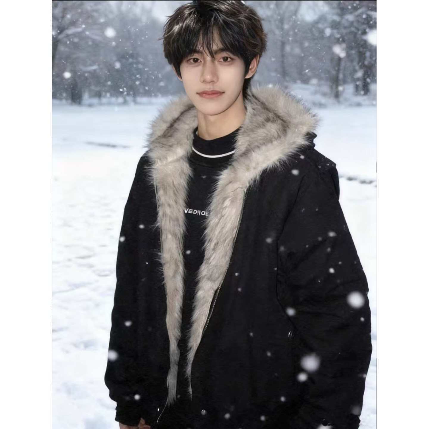 cleanfit座山雕毛领棉服男冬季加绒加厚保暖外套美式短款棉衣夹克