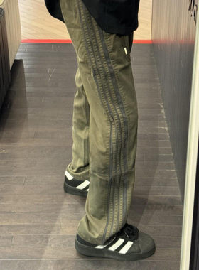 f2ocus条纹工装休闲裤子男2025新款秋冬军绿色直筒裤阔腿运动裤子