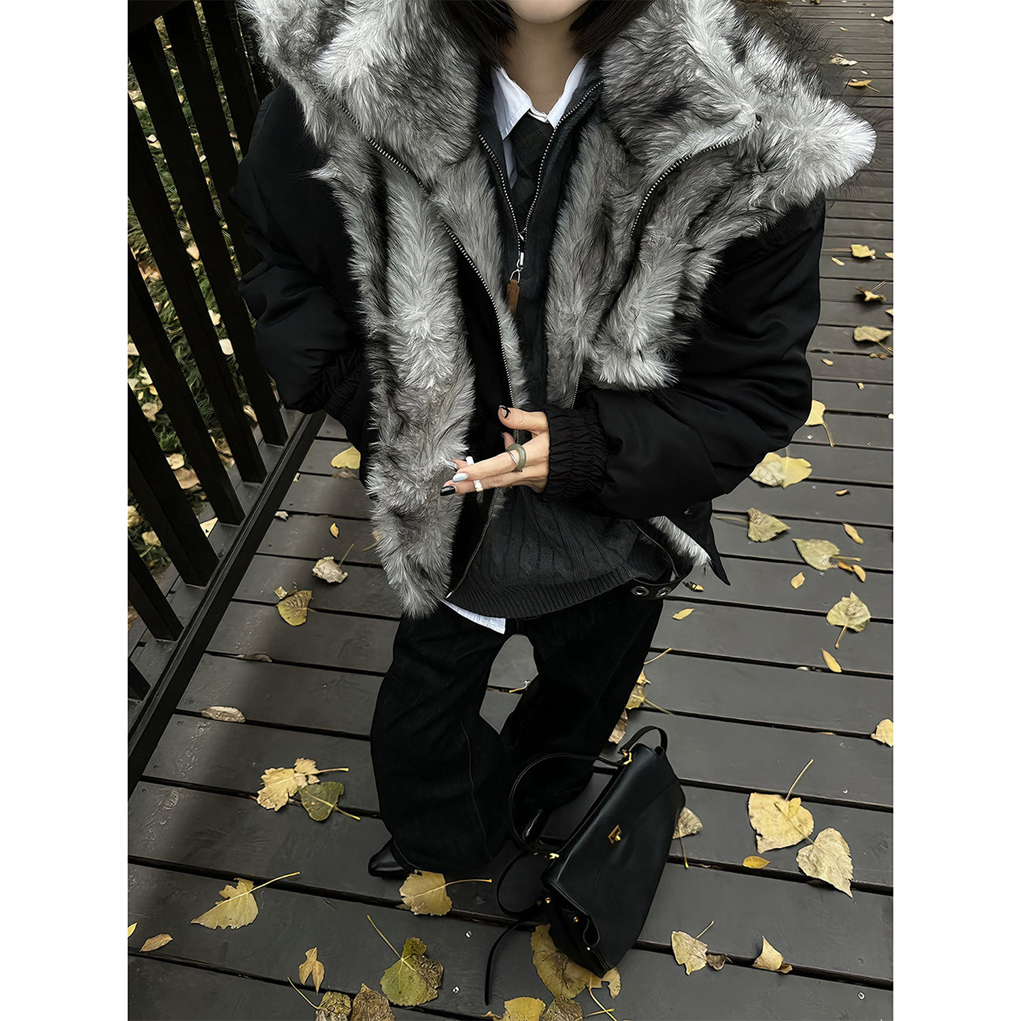 【全场五折】双层领座山雕棉服男