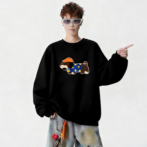 6638*P28美式重磅华棉圆领卫衣男秋季新款潮牌毛巾绣上衣宽松外套，女装短外套，星座414A-2（原B215-2）