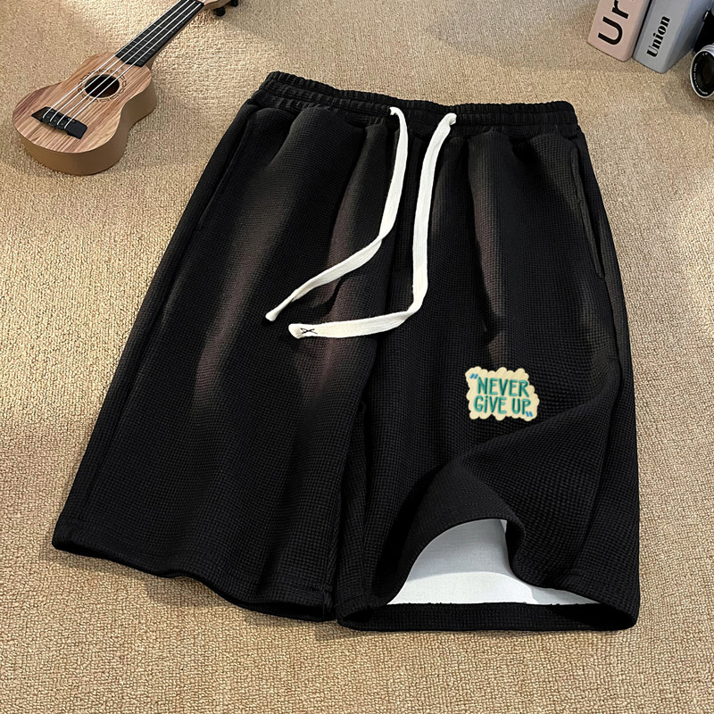 TK12*P25华夫格痞帅百搭运动短裤男夏季美式休闲裤潮牌宽松五分裤图片