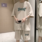 ZT14*P48夏季短袖t恤男女套装ins潮流帅气一套搭配短裤情侣两件套，男装T恤，星座414A-2（原B215-2）