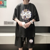 ZT58*P48重磅华夫格潮运动套装夏季两件套港风短袖短裤一套搭配，男装休闲套装，星座414A-2（原B215-2）