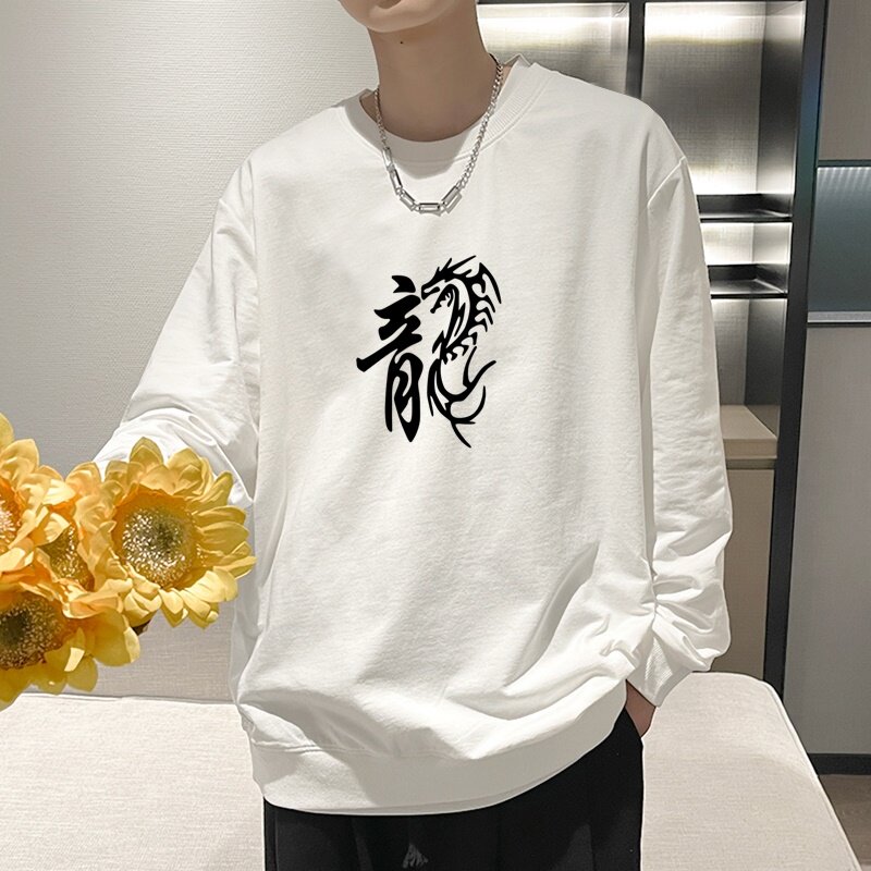 6103*P35潮牌印花圆领卫衣男春秋薄款上衣港风ins宽松大码外套,男装卫衣,星座414A-2（原B215-2）