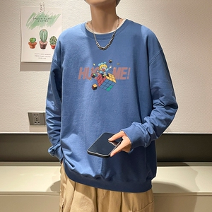 6003*P35秋季新款卫衣男春秋季潮牌宽松纯棉长袖t恤重磅外套上衣