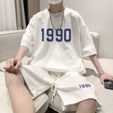 ZT39*P48华夫格短袖t恤男女夏季套装学生一套搭配帅气青少年男装，男装休闲套装，星座414A-2（原B215-2）