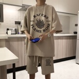 ZT25*P48短袖短裤套装男夏季潮牌宽松t恤五分裤帅气一套搭配衣服，男装休闲套装，星座414A-2（原B215-2）