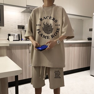 ZT25*P48 短袖短裤套装男夏季潮牌宽松t恤五分裤帅气一套搭配衣服图片