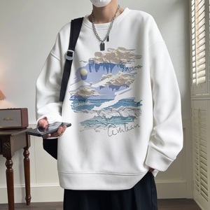 W618*P28加绒38 美式华夫格卫衣男宽松外套潮牌ins秋冬季情侣上衣图片