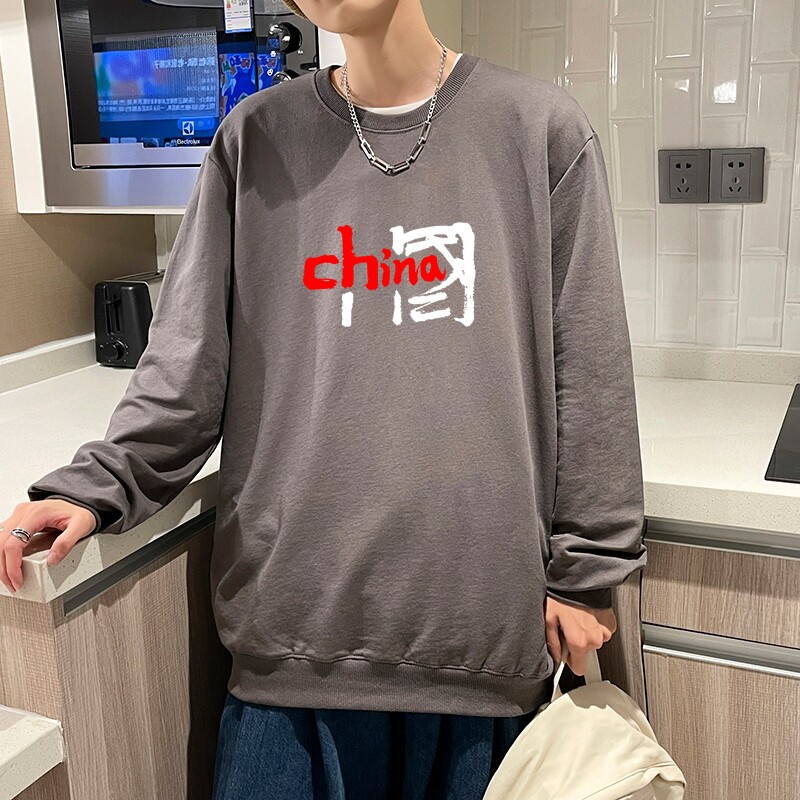 6006*P35 潮学生无帽卫衣男秋季港风宽松上衣服潮牌ins纯棉外套图片