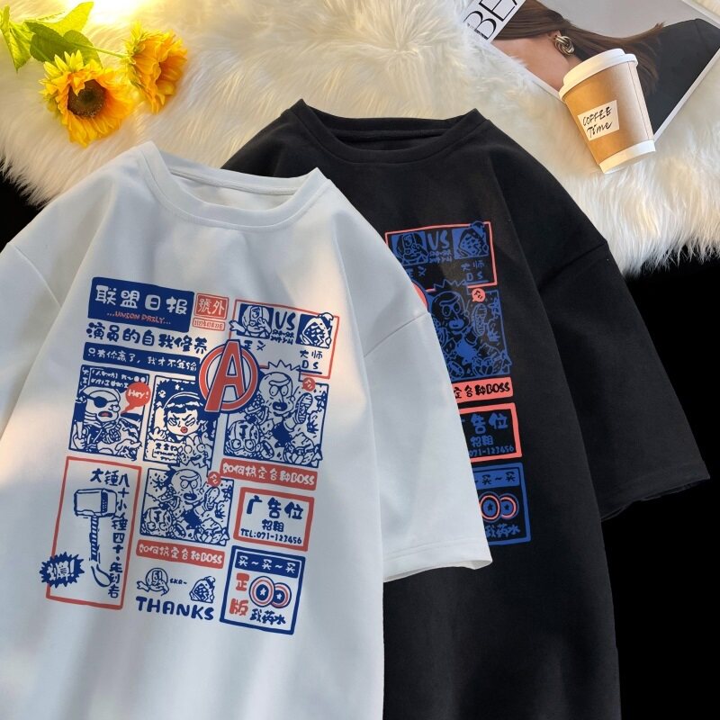 TF05*P26潮麂皮绒休闲上衣五分袖T恤男女夏季短袖潮牌ins控48,男装T恤,星座414A-2（原B215-2）