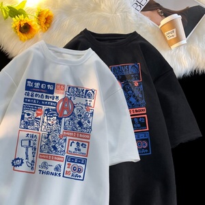 TF05*P26 潮麂皮绒休闲上衣五分袖T恤男女夏季短袖潮牌ins控48图片