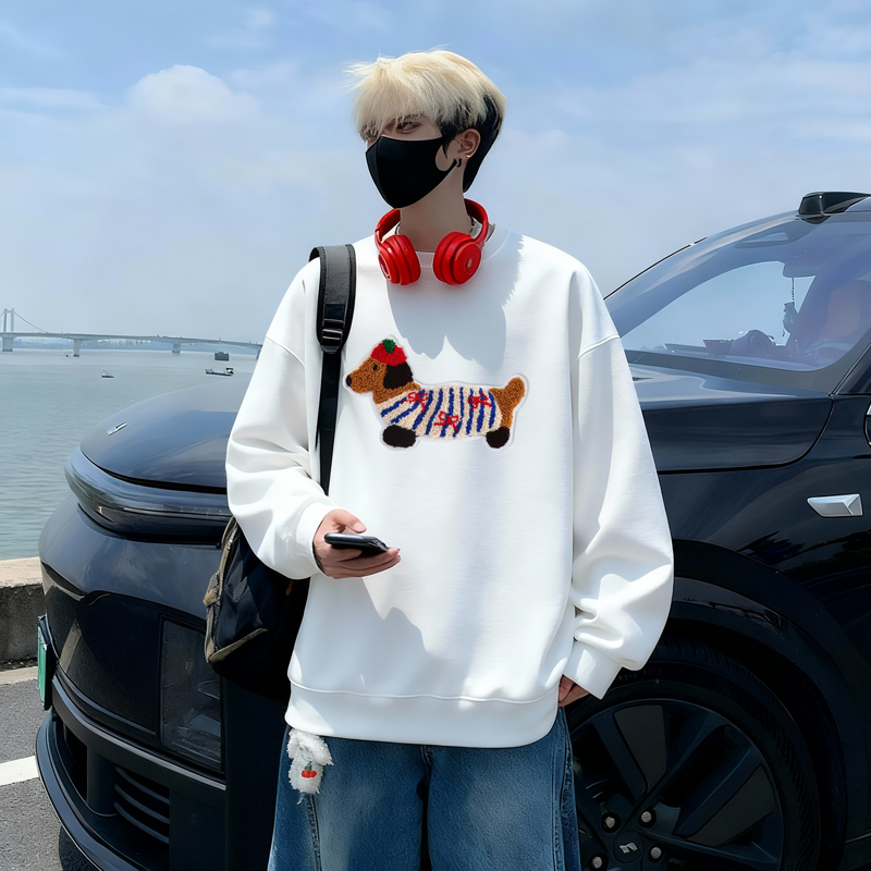 6604*P28美式重磅华棉卫衣男春季新款潮牌圆领打底衫宽松休闲外套，男装T恤，星座414A-2（原B215-2）