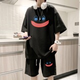 ZT35*P48华夫格短袖短裤套装男女夏季两件套t恤一套搭配帅气衣服，男装休闲套装，星座414A-2（原B215-2）