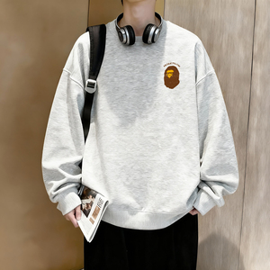 6618*P28美式重磅华棉卫衣男女春季新款圆领百搭上衣宽松休闲外套图片