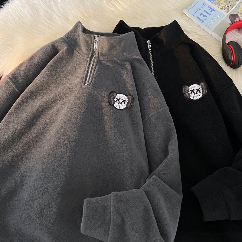 PL09*P38 美式vintag卫衣男女秋季摇粒绒立领加绒加厚潮牌ins外套图片