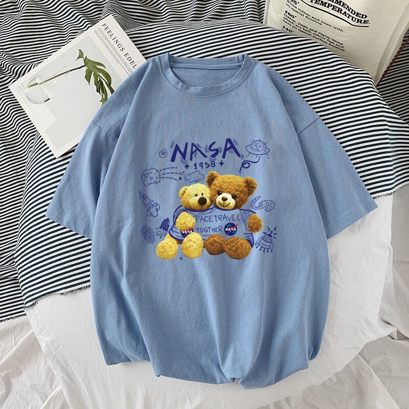C195*P20NASA联名短袖T恤男夏季新款宽松纯棉白色半袖打底衫上衣,男装T恤,星座414A-2（原B215-2）