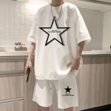 ZT12*P48美式华夫格套装男夏季T恤短袖ins港风情侣装运动两件套，男装休闲套装，星座414A-2（原B215-2）