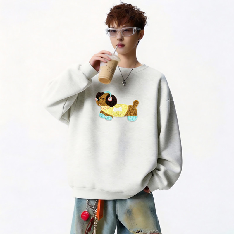 6639*P28美式重磅华棉卫衣男秋季新款潮牌毛巾绣上衣宽松休闲外套，女装短外套，星座414A-2（原B215-2）