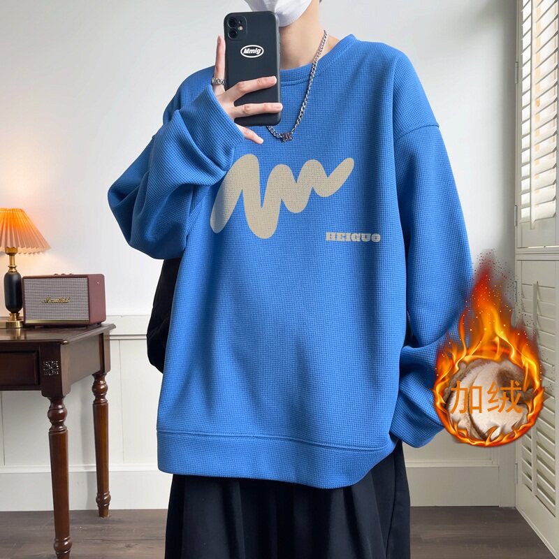 W676*P38常规28 美式vintag卫衣男加绒华夫格港风上衣潮牌ins外套图片