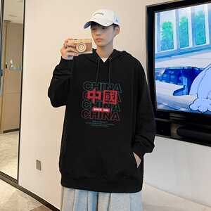 7008*P45 潮ins连帽卫衣男纯棉秋季宽松百搭休闲外套情侣连帽衫图片