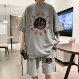 ZT03*P48华夫格套装男夏季潮牌短袖ins高街港风情侣装运动两件套，男装休闲套装，星座414A-2（原B215-2）