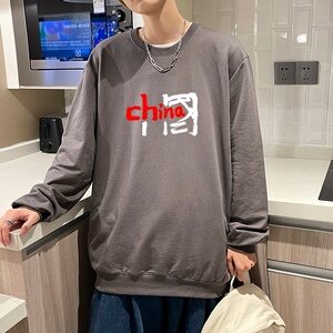 6006*P35 潮印花无帽卫衣男秋季港风宽松上衣服潮牌ins纯棉外套图片