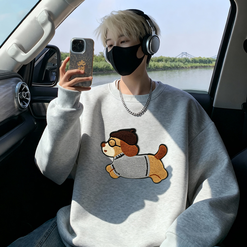 6637*P28美式重磅华棉卫衣男秋季新款潮牌毛巾绣上衣宽松休闲外套，女装短外套，星座414A-2（原B215-2）