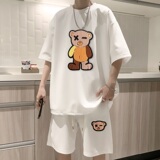 ZT17*P55美式华夫格套装男夏季潮牌T恤短袖ins情侣宽松运动两件套，男装休闲套装，星座414A-2（原B215-2）