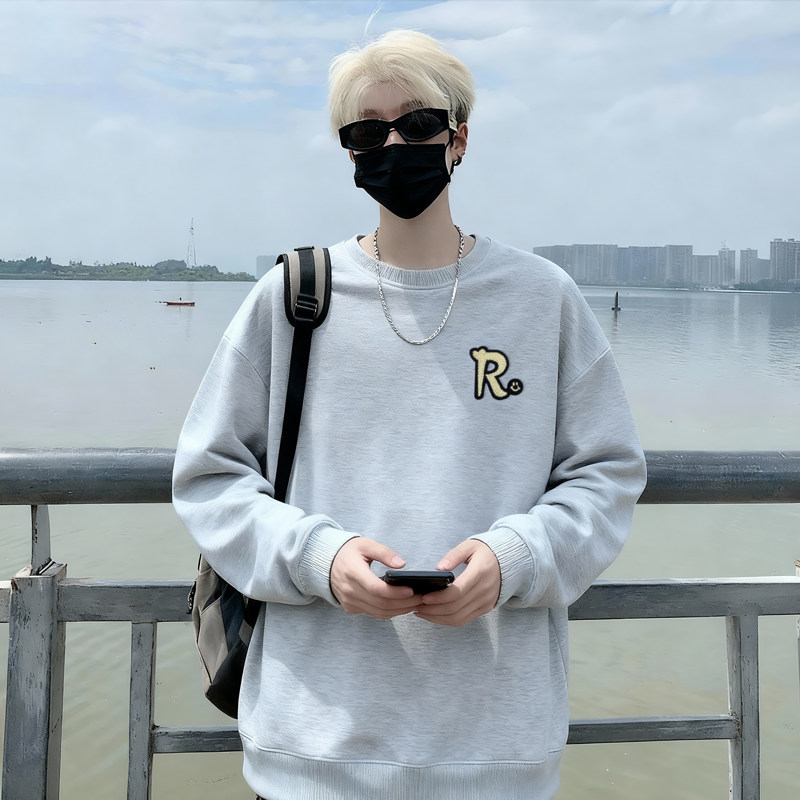 6603*P28美式重磅华棉卫衣男春季新款潮牌圆领打底衫宽松休闲外套,男装T恤,星座414A-2（原B215-2）