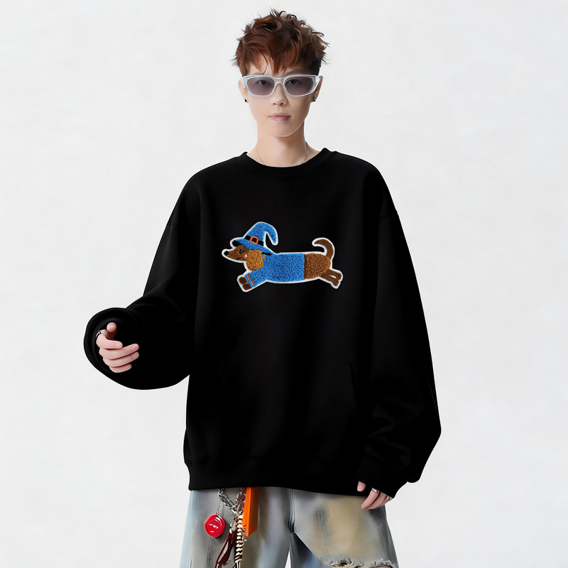 6640*P28美式重磅华棉卫衣男秋季新款潮牌毛巾绣上衣宽松情侣外套，女装短外套，星座414A-2（原B215-2）