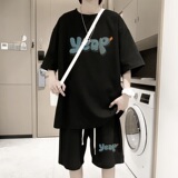 ZT14*P48夏季短袖t恤男士休闲套装ins潮流帅气一套搭配短裤两件套，男装T恤，星座414A-2（原B215-2）