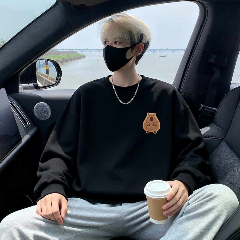 6605*P28美式重磅华棉卫衣男春季新款潮牌圆领打底衫宽松休闲外套，男装T恤，星座414A-2（原B215-2）