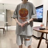 ZT38*P48华夫格短袖t恤男女夏季套装潮牌一套搭配帅气男装上衣服，男装休闲套装，星座414A-2（原B215-2）
