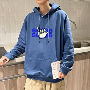 7017*P45 港风ins连帽卫衣男春秋季宽松百搭上衣潮牌纯棉情侣外套图片