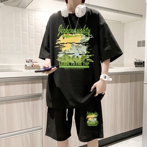ZT33*P48 潮短袖短裤套装男夏季港风两件套t恤一套搭配帅气衣服图片