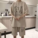 ZT31*P48潮短袖短裤套装男夏季情侣两件套t恤一套搭配帅气衣服，男装休闲套装，星座414A-2（原B215-2）