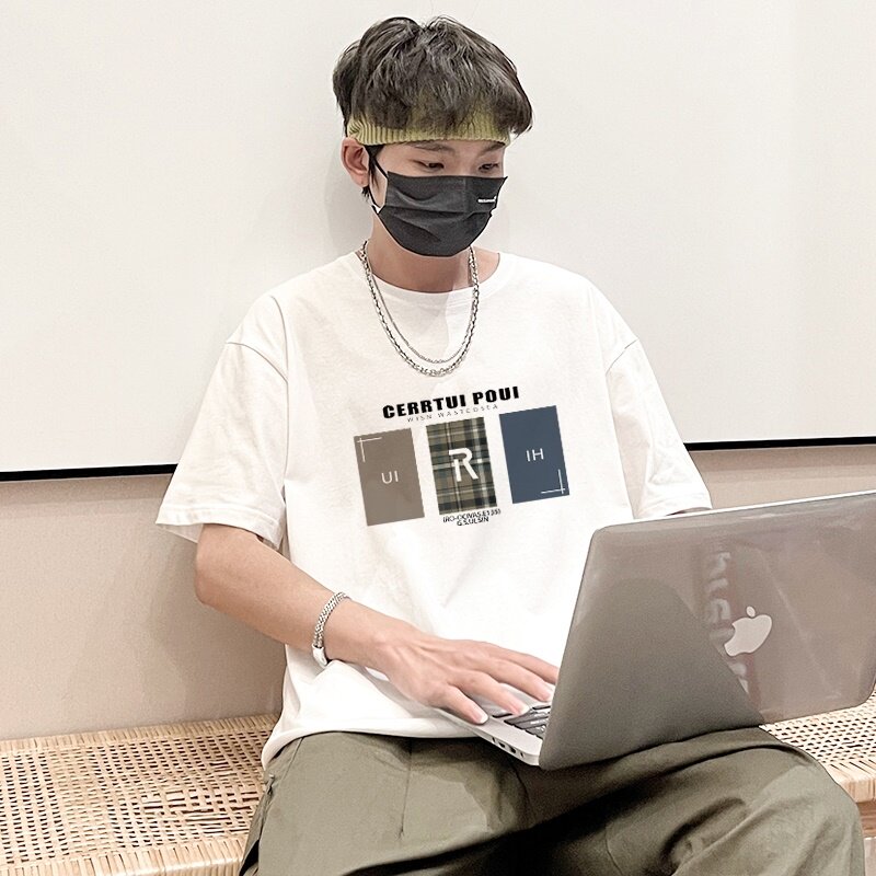 T132*P20夏季短袖T恤男圆领纯棉上衣港风ins潮牌宽松大码半袖体恤,男装T恤,星座414A-2（原B215-2）