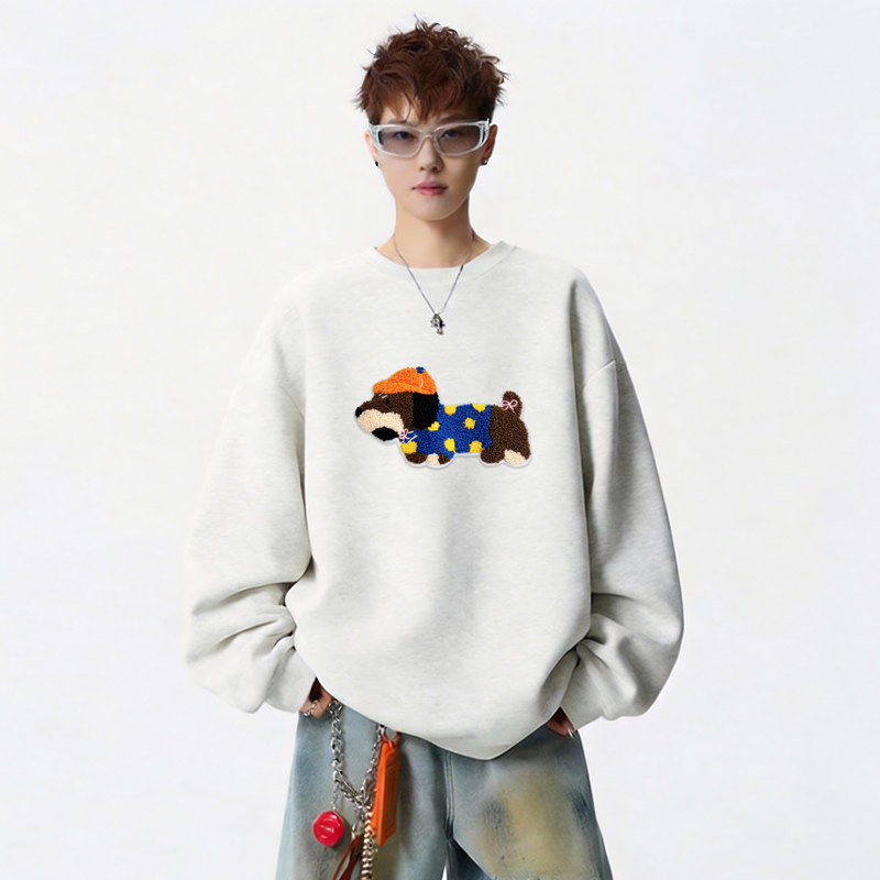 6638*P28美式重磅华棉卫衣男秋季新款潮牌毛巾绣上衣宽松休闲外套，女装短外套，星座414A-2（原B215-2）