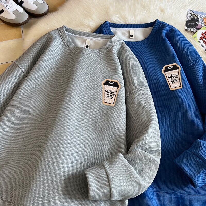 W1019*P28美式vintag卫衣男春秋季宽松华夫格百搭上衣潮牌ins外套,男装卫衣,星座414A-2（原B215-2）
