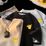 TC40*P25美式华夫格t恤男士夏季新款短袖宽松情侣体恤潮牌上衣服，男装T恤，星座414A-2（原B215-2）