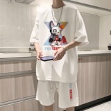 ZT24*P48短袖短裤套装男夏季潮牌宽松两件套t恤一套搭配帅气衣服，男装休闲套装，星座414A-2（原B215-2）