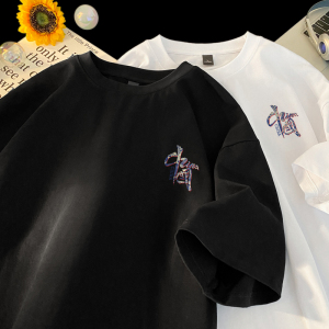 629*P25风短袖t恤男生夏季新款潮牌半袖体恤宽松重磅百搭上衣服图片